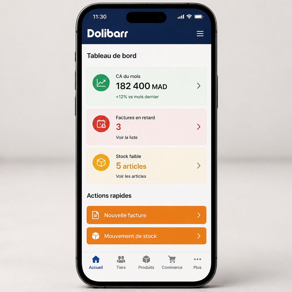 Dolibarr sur téléphone